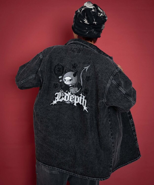 WEGO 【ユニセックス着用ITEM/MLサイズ展開】グラフィックデニムシャツ（LS） デニムブラックソノタ