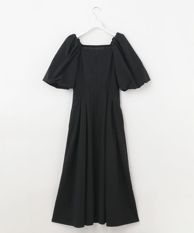 #Newans 【優木まおみさんコラボ】スクエアネックパフスリーブワンピース ブラック系