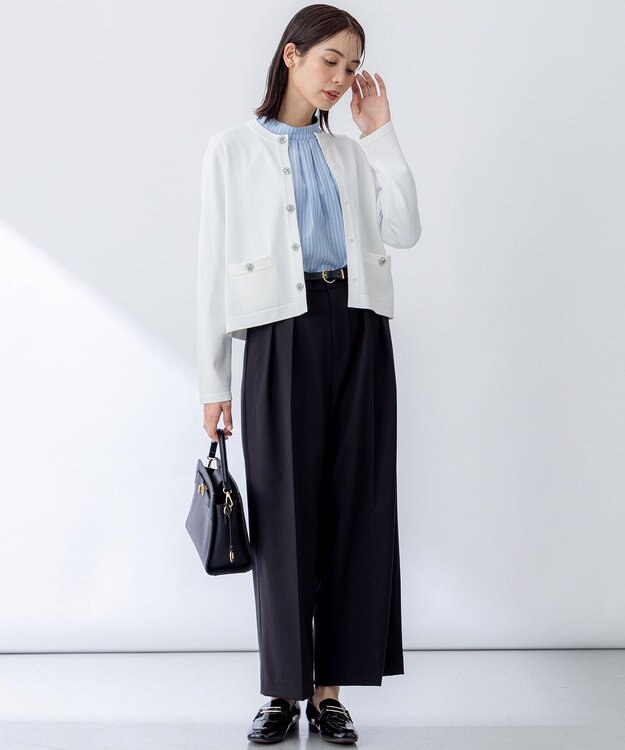 組曲 【WEB限定】ビジューニット ジャケット アイボリー系