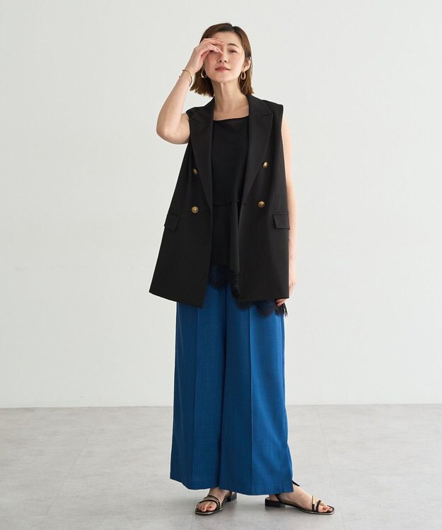 YECCA VECCA 【UVカット】サラサライージーワイドパンツ Blue