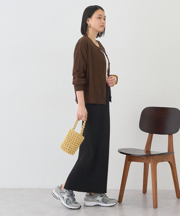 AMERICAN HOLIC 配色シアーカーディガン Brown