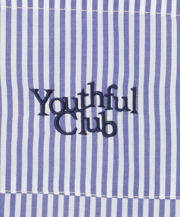 WEGO 【冷房対策】刺繍ストライプBIGシャツ ブルー