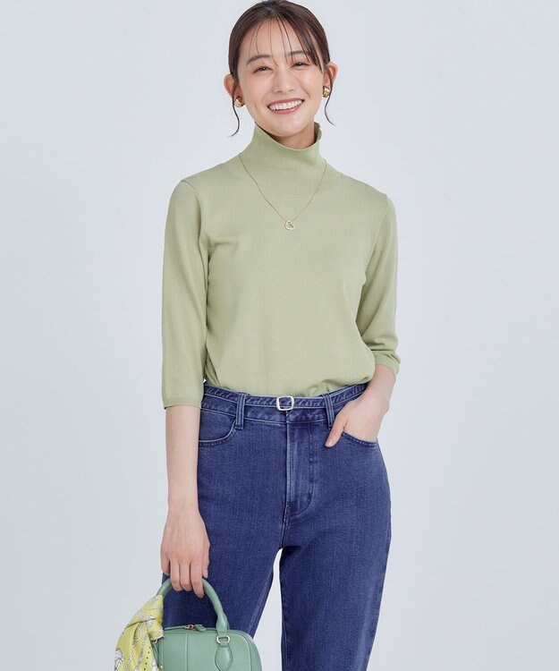 組曲 L 【6色展開・UVケア】モダンタートルニット ピスタチオ系