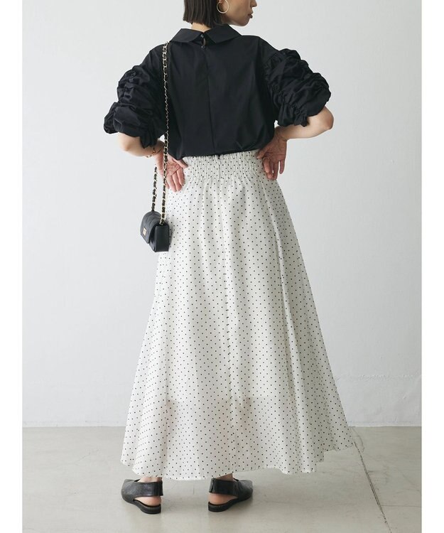 Green Parks AnriettMusee ドットフレアーロングスカート Off White