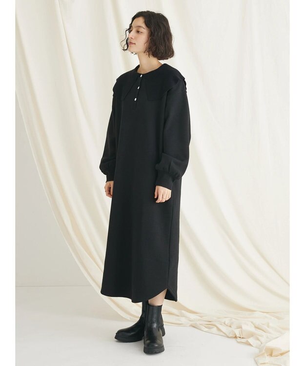 CRAFT STANDARD BOUTIQUE 裏起毛ヘンリーワンピース Black