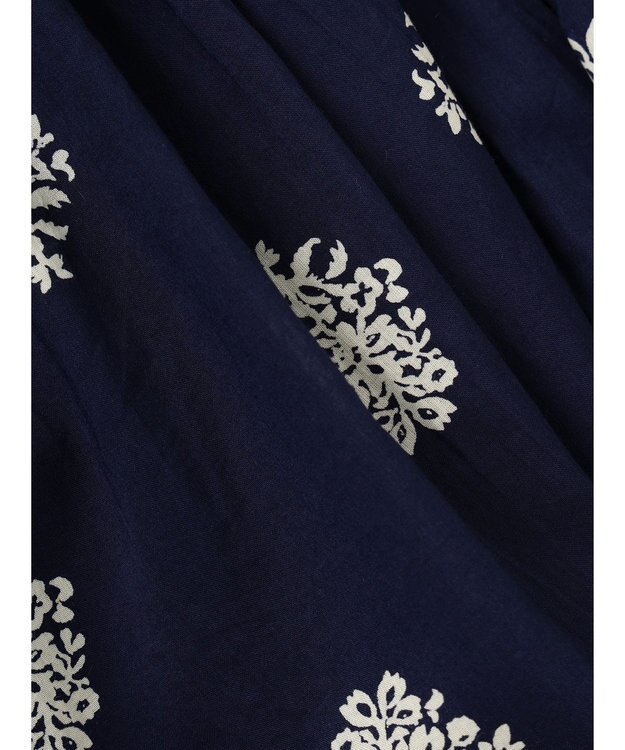 CRAFT STANDARD BOUTIQUE インド綿混フラワーモチーフワンピース Navy