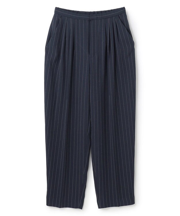 uncrave リネンライクツイル テーパードパンツ ネイビーストライプ
