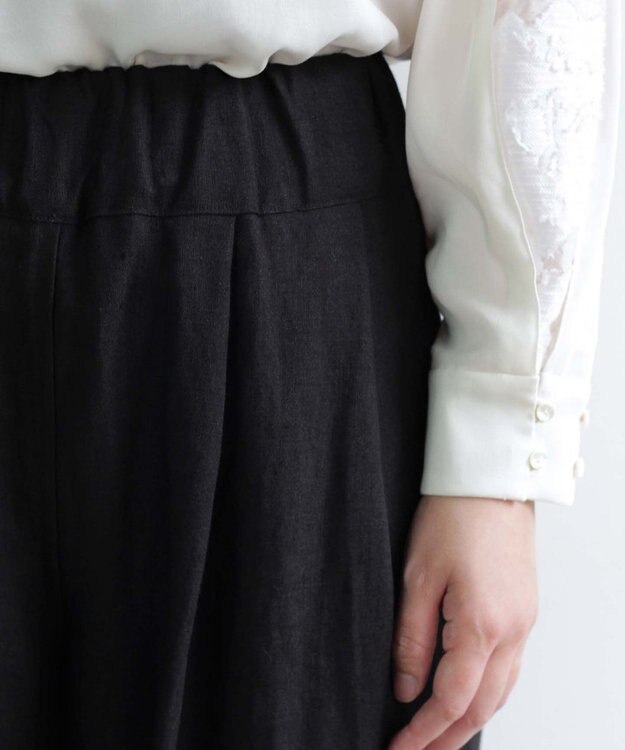 muuc 〈高品質ベルギーリネン100%〉〈遠州織物の工場で作られた上質な生地〉〈通年着られる〉キャンバス生地のイージーパンツ ブラック