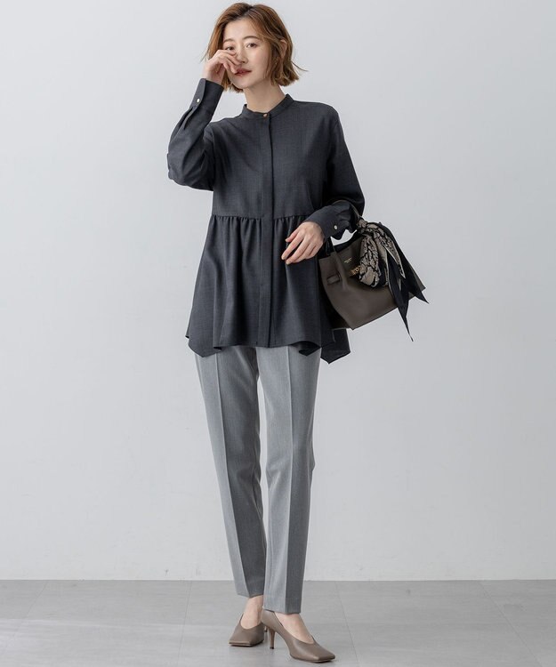 23区 L 【VERY掲載/撥水加工/洗える】TRストレッチギャバ テーパード パンツ グレー系