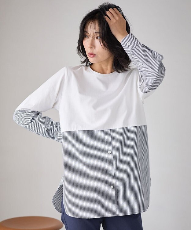 ANY L コンビネーションテールＴ オフ×ストライプ