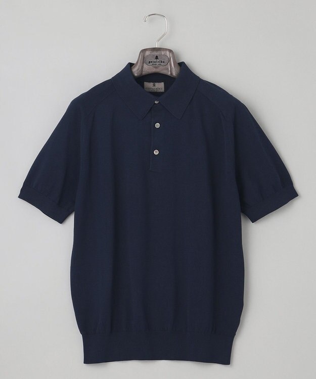 GOTAIRIKU 【ウォッシャブル】ハイゲージ ニットポロシャツ ネイビー系