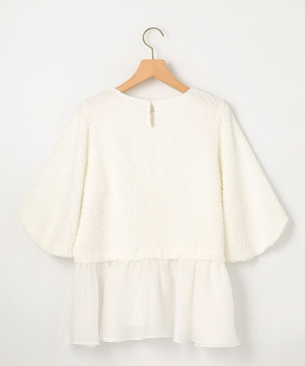 組曲 L シャーリングシフォン シアーペプラム ブラウス アイボリー系