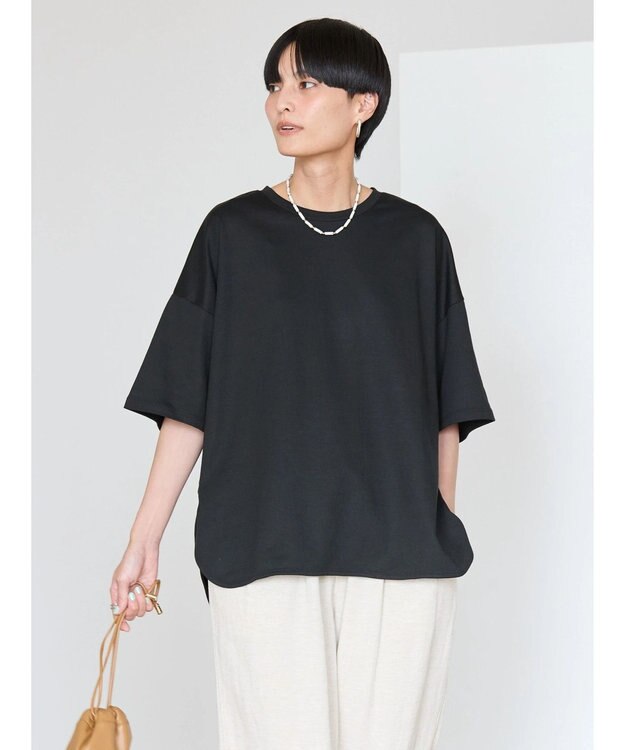 AMERICAN HOLIC 接触冷感裾ラウンドカットプルオーバー Black