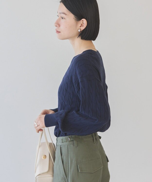 AMERICAN HOLIC バイパチケーブルニットプルオーバー Navy