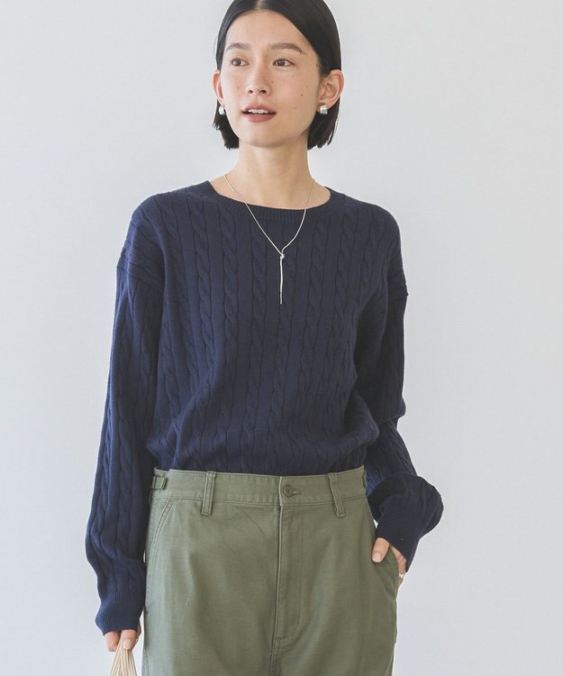AMERICAN HOLIC バイパチケーブルニットプルオーバー Navy