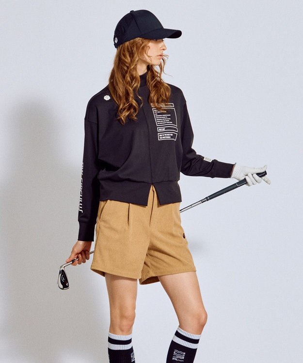 PW CIRCULUS 【吸水速乾 / UV遮蔽率99.5% UVカット / ストレッチ】【WOMEN】ドルマンスリーブモックネックT ゴルフウェア レディース ブラック系