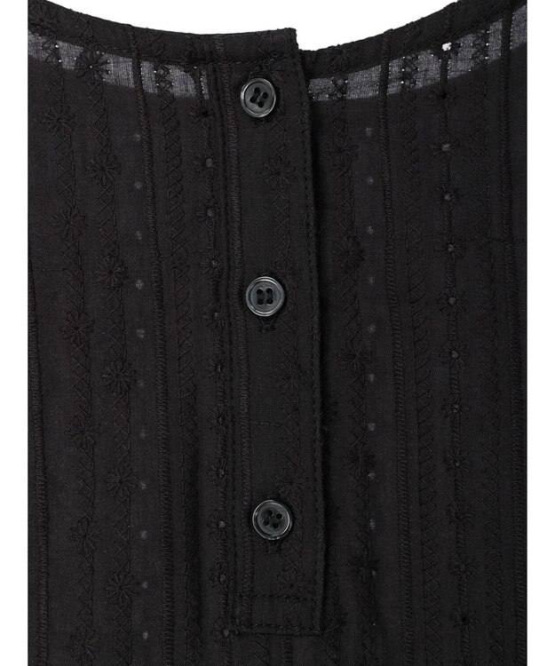 earth music&ecology 刺繍パフスリーブブラウス Black