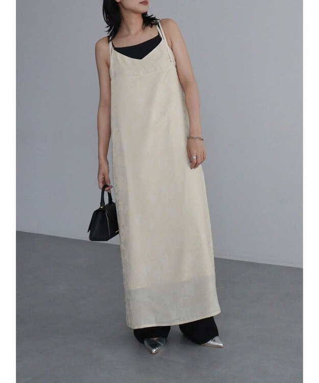 Green Parks ウ゛ィンテージフラワージャガードキャミワンピース Beige