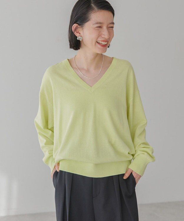 AMERICAN HOLIC Ｖネックニットプルオーバー Light Yellow