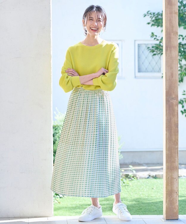 ANY スクエアプリントスカート グリーン系