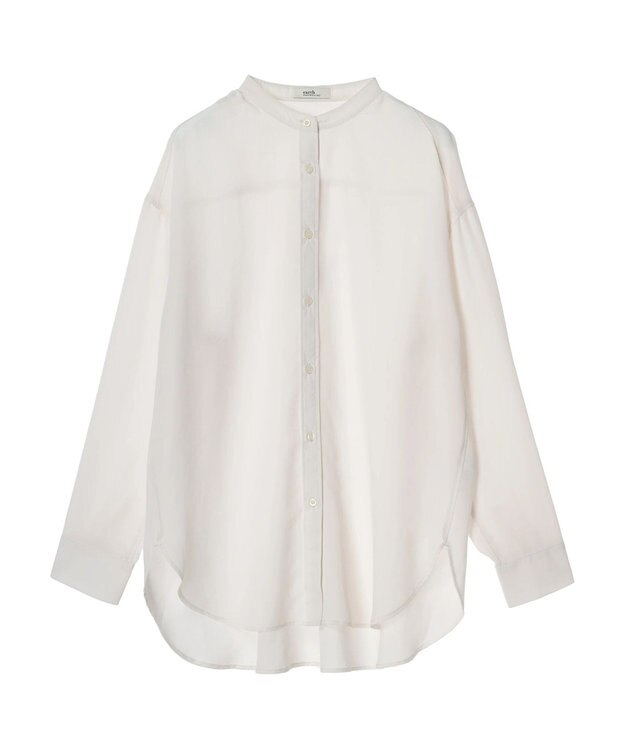 earth music&ecology シアーバンドカラーシャツ Off White