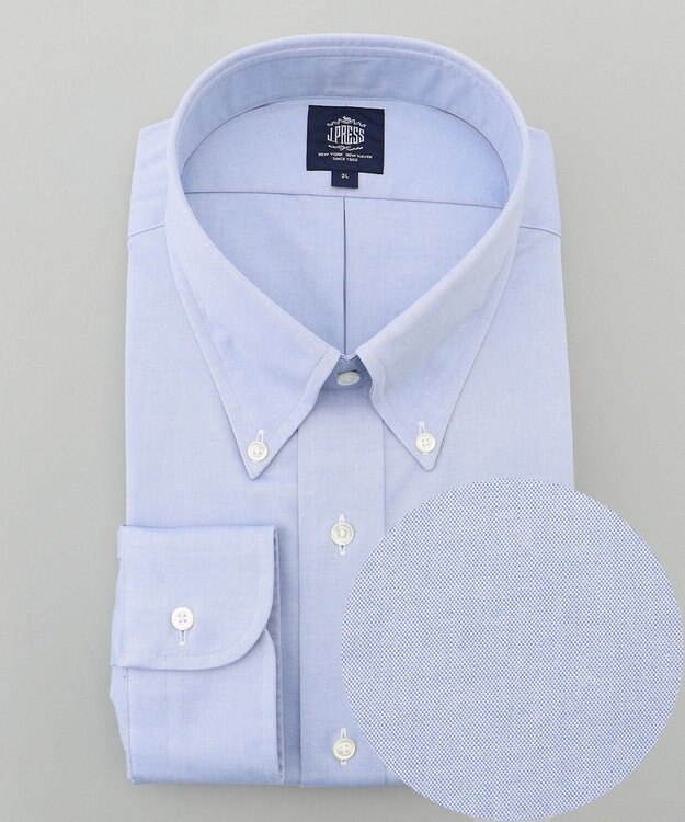 J.PRESS MEN 【KING SIZE】【PREMIUM PLEATS / 形態安定】ピンオックス ドレスシャツ / B.D. ダルブルー系