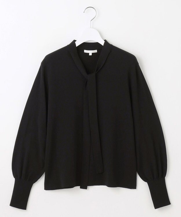 自由区 L レーヨンストレッチブラウスライク ニット ブラック