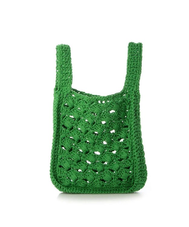UNBILLION cachecache 柄編みショッパーミニトート グリーン
