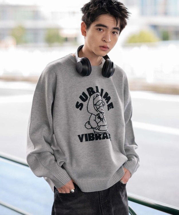 WEGO 【新色追加/ユニセックス着用ITEM/SMLサイズ展開】ジャガードグラフィックプルオーバー（LS） 柄18