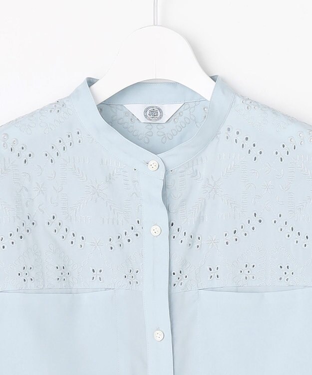 J.PRESS LADIES 【WEB限定カラーあり】エンブロイダリー シャツ ワンピース 【WEB限定】サックスブルー系