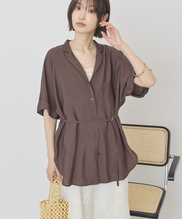 AMERICAN HOLIC 【先行予約】【マルチ機能】ベルト付カイキンシャツ Brown