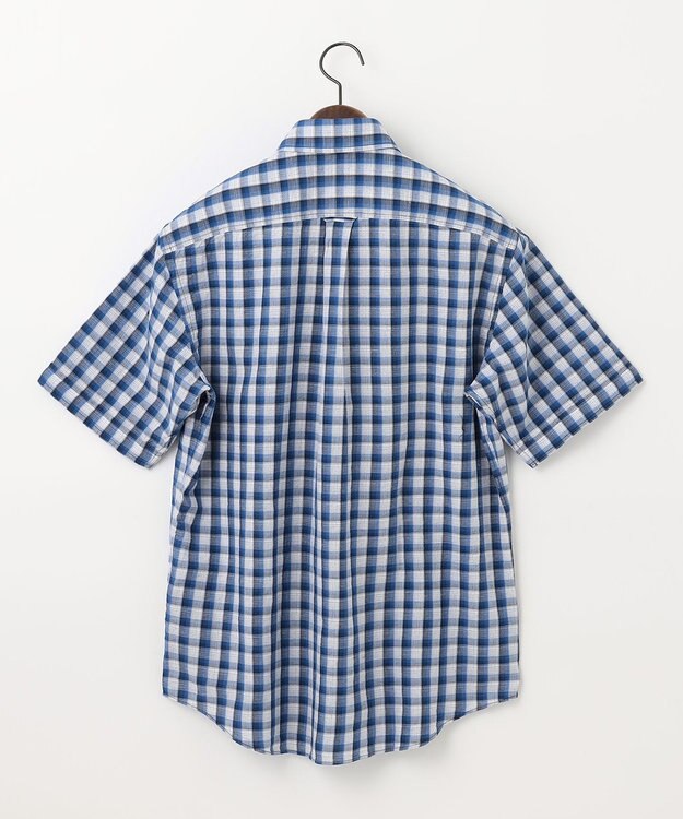 JOSEPH ABBOUD 【サスティナブル】リヨセルリネンチェック 半袖シャツ ブルー系3
