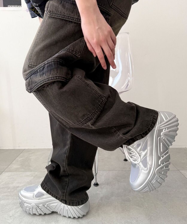 WEGO 【SMLサイズ展開】ボリュームスニーカー シルバー