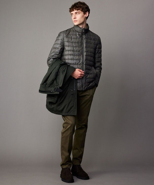 JOSEPH ABBOUD 【キングサイズ・ウェストも伸びる！/JAPANファブリック/ストレッチ】ハイパワーサテンストレッチ パンツ カーキ系