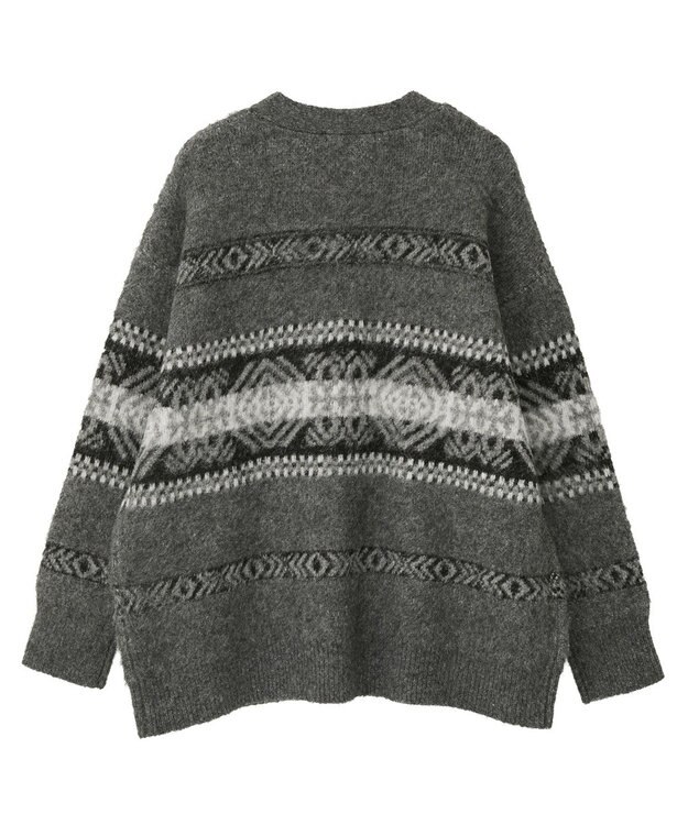 AMERICAN HOLIC アソート柄シャギーニットカーディガン Gray Mixture