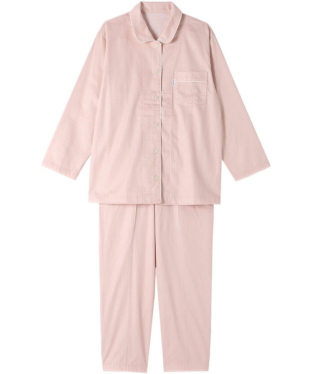 ワコール／睡眠科学 パジャマ 長袖 長ズボン 綿100%(本体) サテン生地 光沢感 なめらかな肌ざわり 上下セット 前開き YDX536 睡眠科学／ワコール ピンク