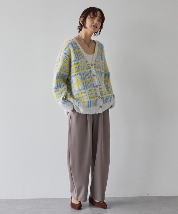 AMERICAN HOLIC アソート柄シャギーニットカーディガン Ivory