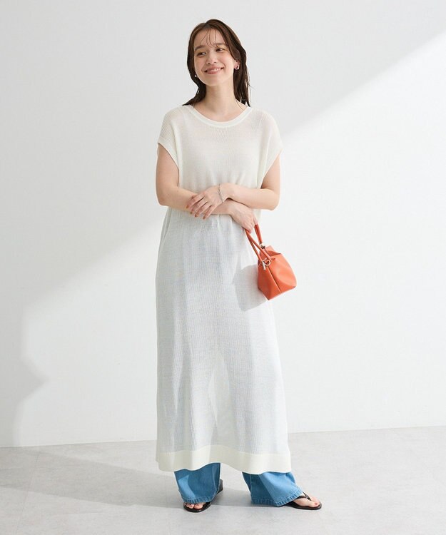 Green Parks 前後２ＷＡＹレイヤーニットワンピース White