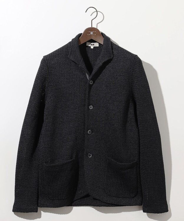 JOSEPH ABBOUD 【和紙使用エコ素材/日本素材/軽量/通気性/速乾性】和紙ムリネ ニット ジャケット ネイビー系