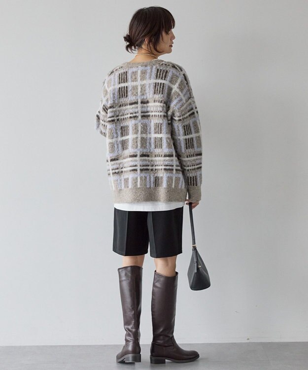 AMERICAN HOLIC アソート柄シャギーニットカーディガン Beige