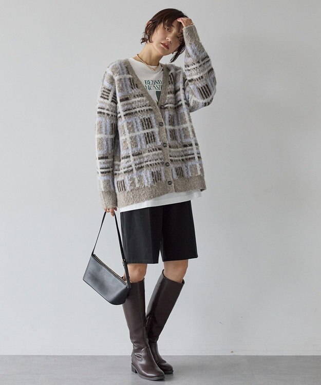 AMERICAN HOLIC アソート柄シャギーニットカーディガン Beige