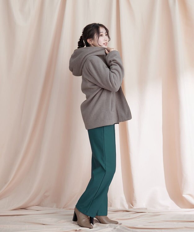 Tiaclasse モッサ風フード付きショートコート モカ