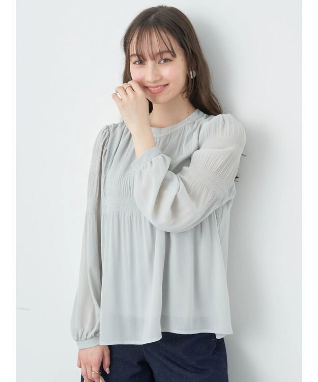 earth music&ecology マジョリカプリーツブラウス Mint