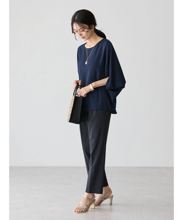 AMERICAN HOLIC イージーケア＋接触冷感　ドルマンブラウス Navy