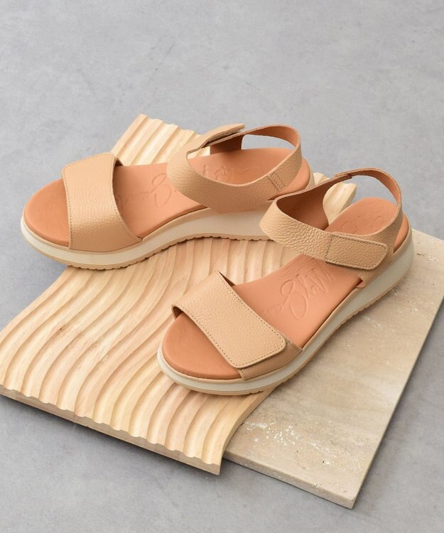 INTER-CHAUSSURES 【Oh my Sandals】ベルクロローヒールサンダル キャメル