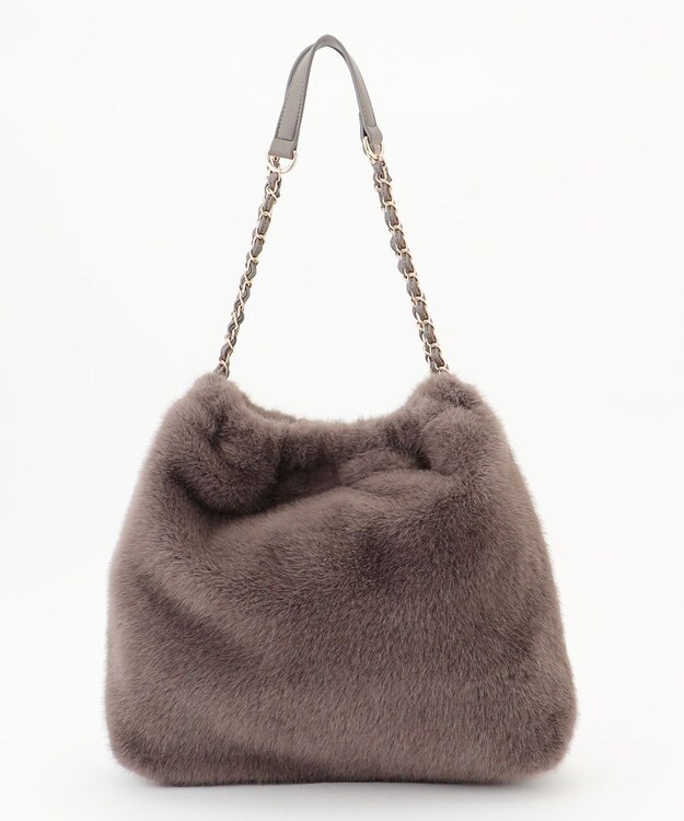 ANY SIS フェイクファーチェーン トートバッグ ブラウン