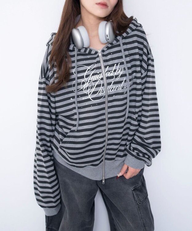 WEGO グラフィックZIPパーカー 柄1