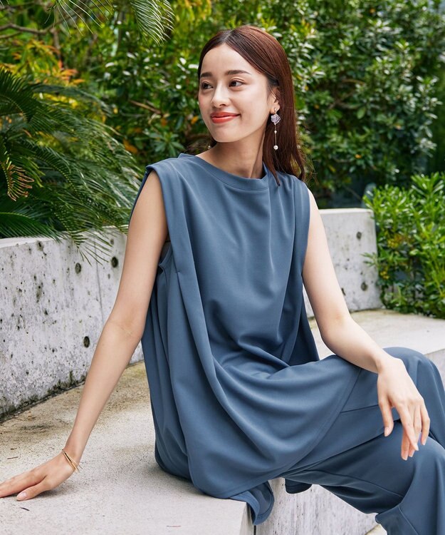 Tiaclasse 【洗える】カットツイルセットアップ（2点セット） ブルー