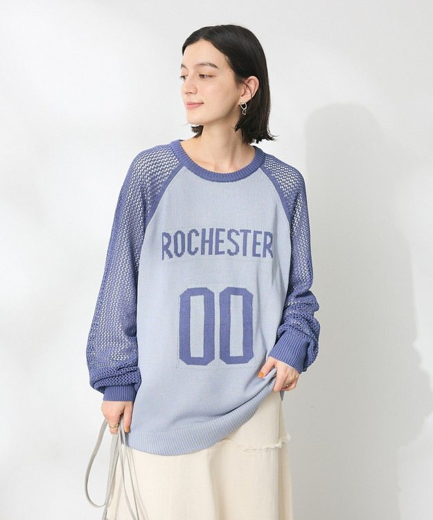 CRAFT STANDARD BOUTIQUE ロゴジャガードメッシュニットプルオーバー Blue