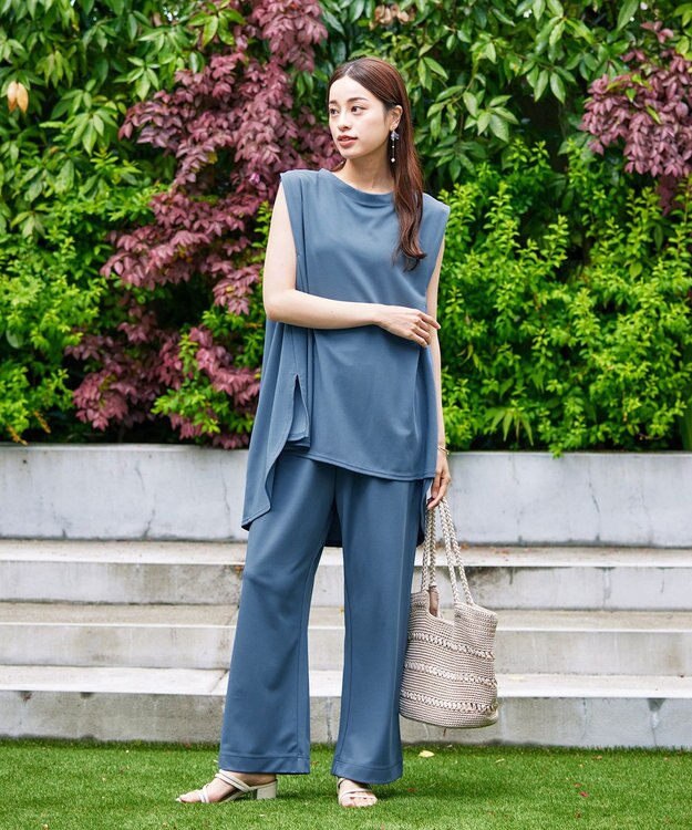 Tiaclasse 【洗える】カットツイルセットアップ（2点セット） ブルー